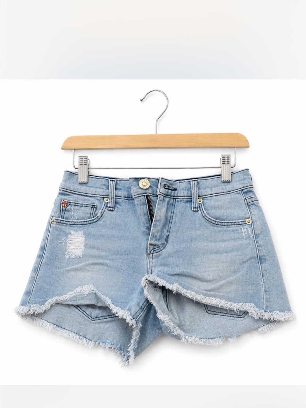 Hudson Frayed Hem Light Blue Denim Shorts - Women
